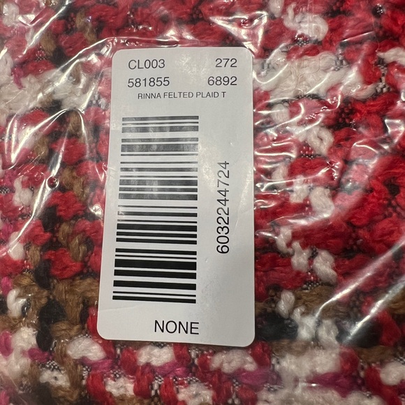 Ann Taylor NWT Red Felted Plaid Tweed Bucket Purse Tote Bag - Picture 2 of 7